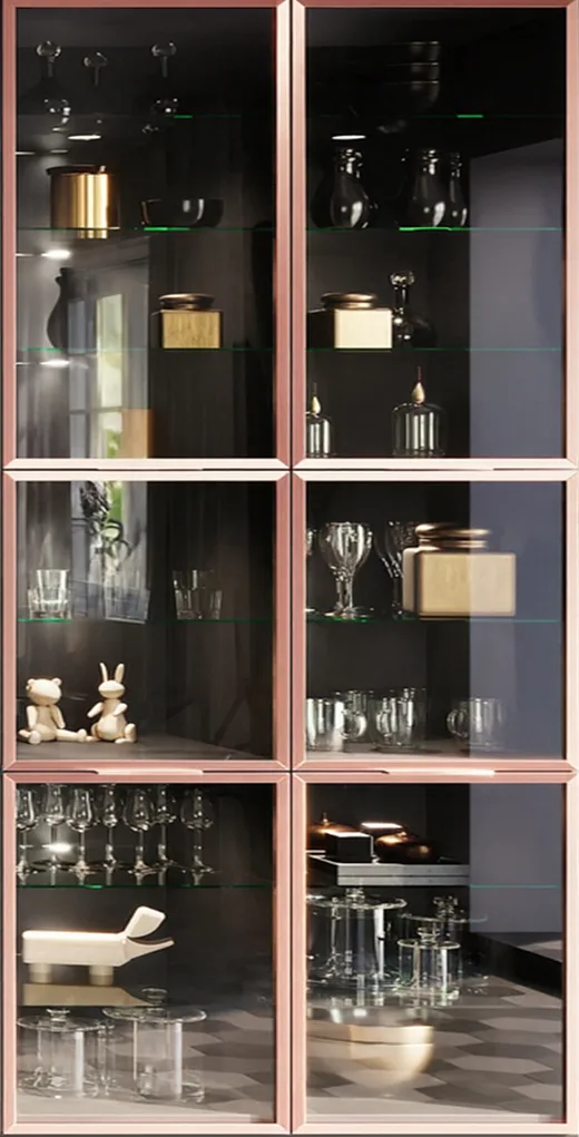 VITRINE MIT ALUMINIUMRAHMEN - KUPFER