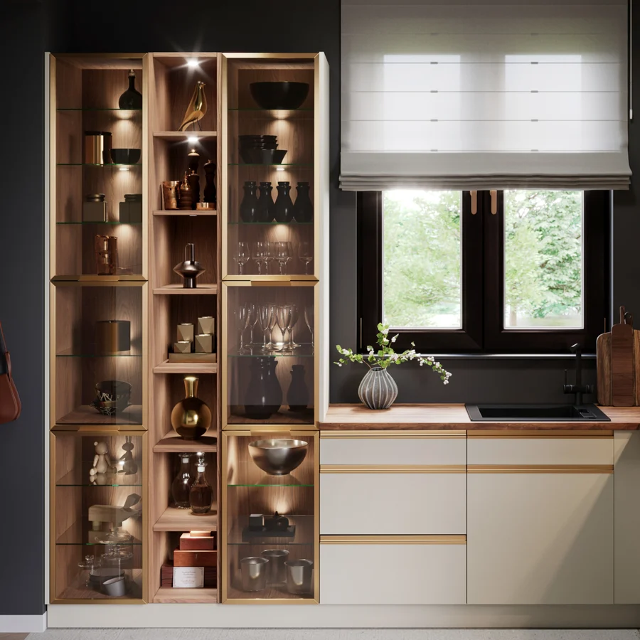 ITALIA-KOLLEKTION – Küchenvitrinen mit getöntem Glas und Aluminiumrahmen (Ansicht 7)