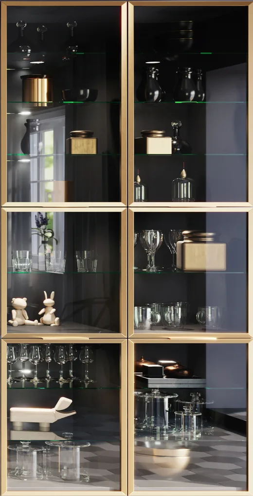 VITRINE MIT ALUMINIUMRAHMEN - GOLD